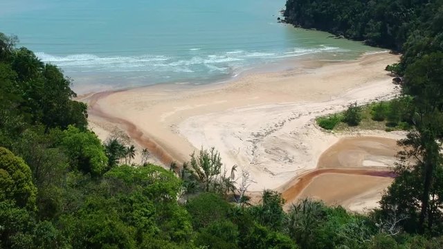 Reveal of scenic bay in the middle of the jungle, Borneo, Malaysia