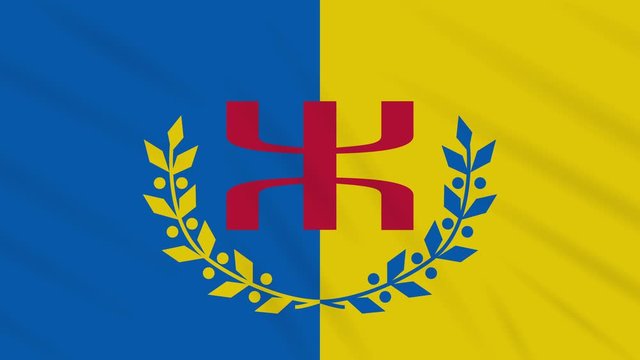 Kabylia flag waving cloth, ideal for background, loop.