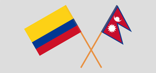 Crossed flags of Nepal and Colombia