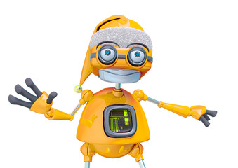 santa bot saying hey stop there it is xmas time in white background