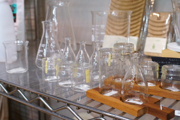 Glass kitchenware like a flask