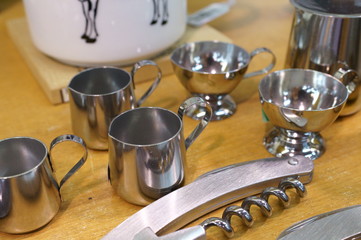 Stainless steel milk pot in general store