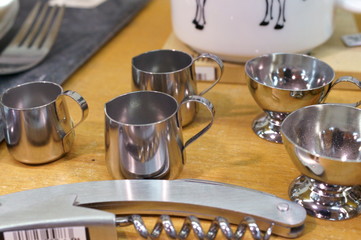 Stainless steel milk pot in general store