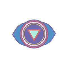 Ajna. Third eye chakra. Sixth Chakra symbol of human. Vector illustration isolated on  white background.Element human energy system.