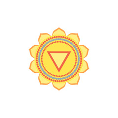 Manipura. Solar plexus chakra. Third Chakra symbol of human. Vector illustration isolated on white background.