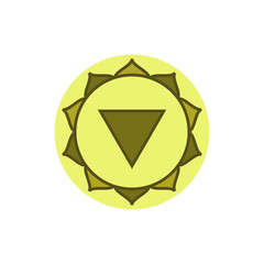 Manipura. Solar plexus chakra. Third Chakra symbol of human. Vector illustration isolated on white background.