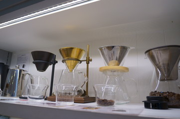 Decorate coffee drip stand on shelf