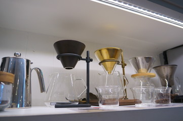 Decorate coffee drip stand on shelf