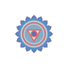 Vishuddha.Throat chakra. Symbol of the fifth human chakra. Vector illustration isolated on white background.