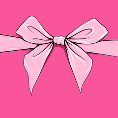 Pink background with hand-drawn bow.