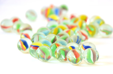 colorful glass balls in white background	