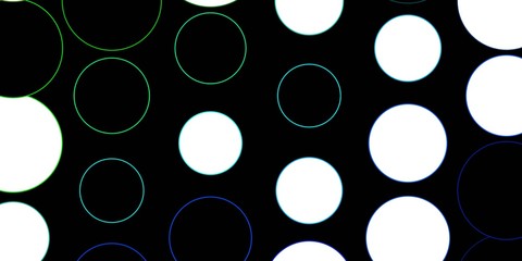 Dark Blue, Green vector texture with disks. Colorful illustration with gradient dots in nature style. Pattern for websites.