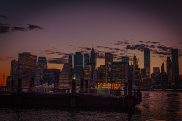 Fototapeta na wymiar From DownTown New York City during sunset
