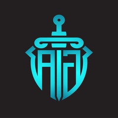 Obraz premium AG Logo monogram with sword and shield combination isolated blue colors gradient