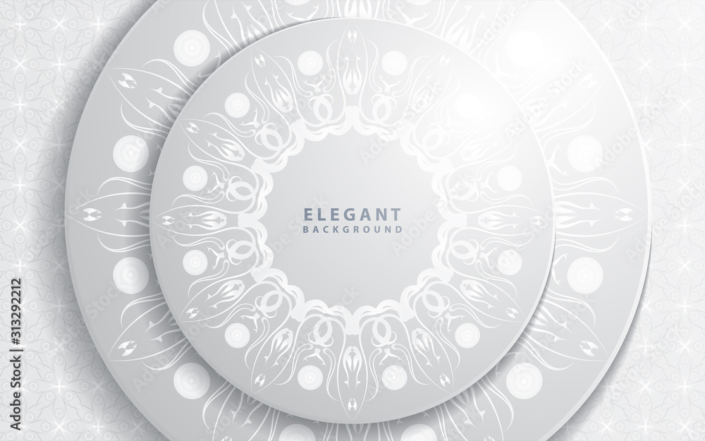 Aufkleber abstract white and silver background with paper shapes overlap layers. luxury and modern concept tex