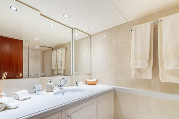 Interior shot of a bathroom of a hotel