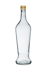 Empty glass bottle with lid. Isolated on white background