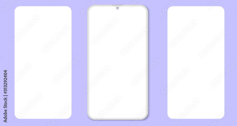 Poster phone with interface carousel post on social network. vector illustration