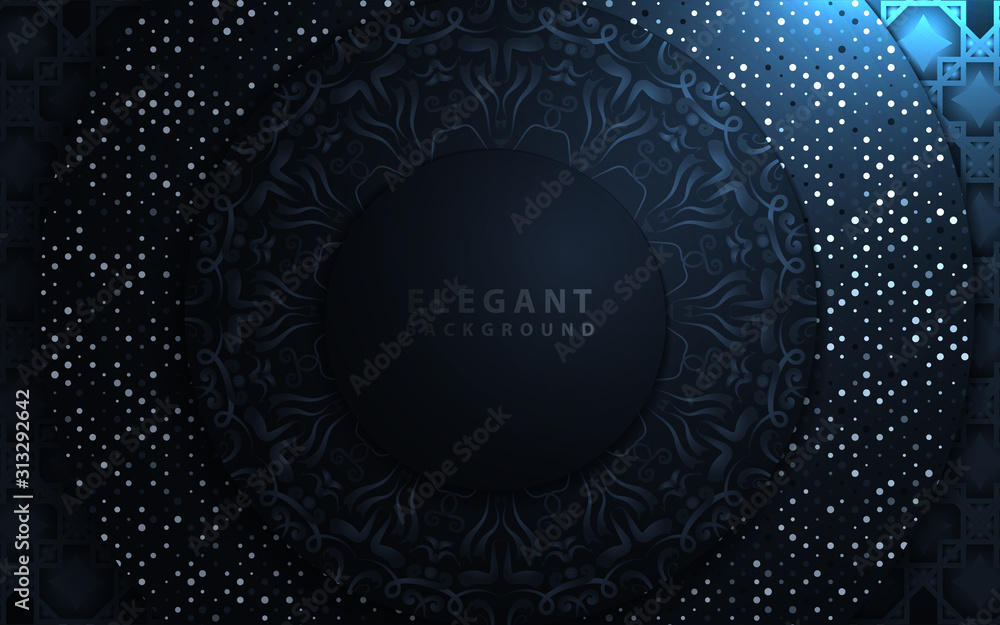 Aufkleber dark blue abstract background with paper shapes overlap layers. luxury and modern concept texture wi