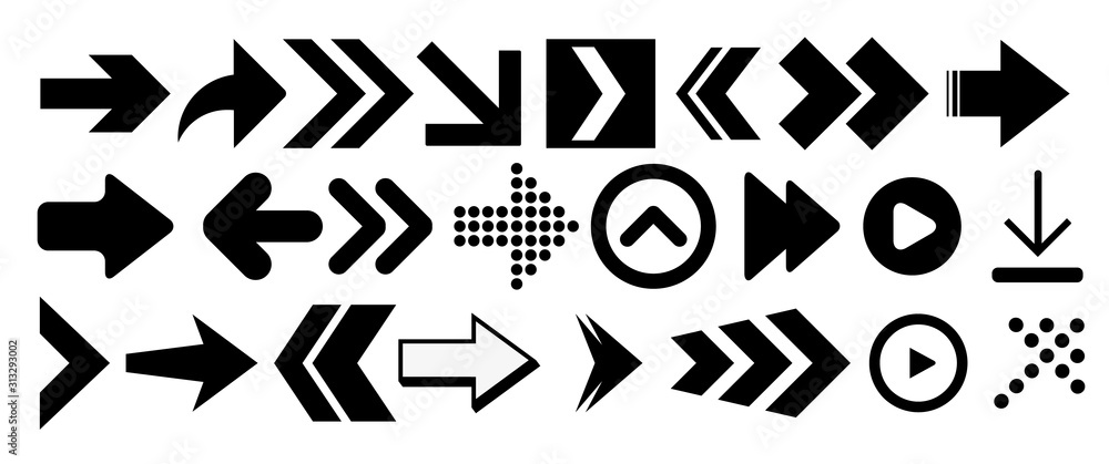 Aufkleber Arrows vector collection with elegant style and black color. Arrow vector collection. Modern simple arrows. Vector illustration