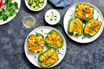 Baked green bell peppers
