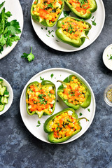 Baked green bell peppers