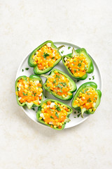 Baked green bell peppers