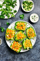 Baked green bell peppers