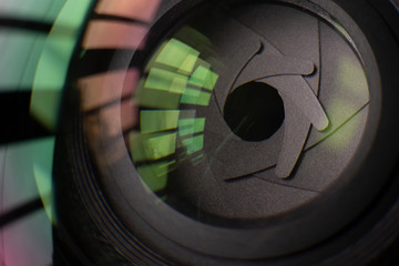 Camera lens, photography lens close up. Photography background