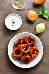 Bacon wrapped onion rings
