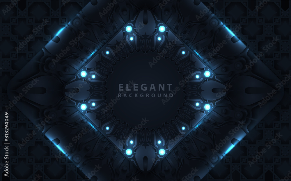 Poster dark blue abstract background with paper shapes overlap layers. luxury and modern concept texture wi