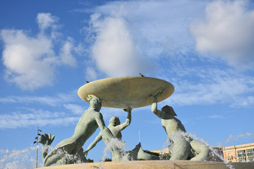  Triton fountain is a famous landmark near the main gate of Valletta town, Malta - 313294684