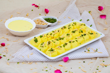Indian Traditional Special Dessert Ras Malai Also Know as Rasmalai or Rossomalai