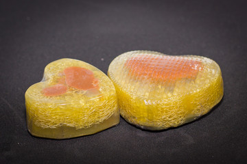 handmade colorful heart-shaped soap