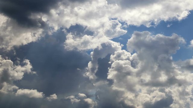 Cumulonimbus cloud on blue sky background, time lapse