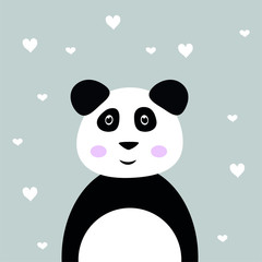 panda and hearts