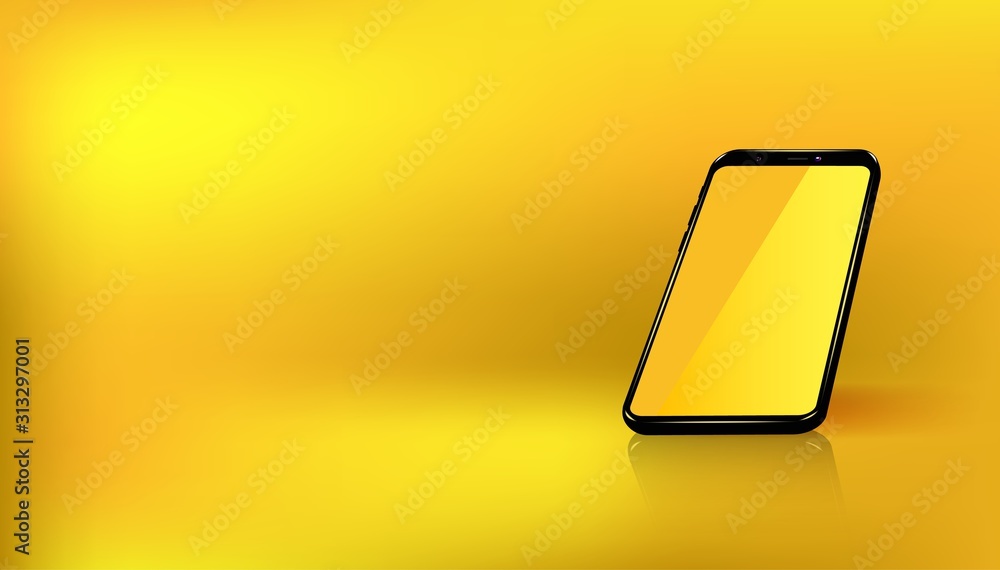 Poster the perspective layout of the smartphone is yellow for convenient placement of the demo application 