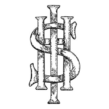 IHS Ancient medieval Christogram. Christian monogram of Jesus Christ, The Savior. Vector.
