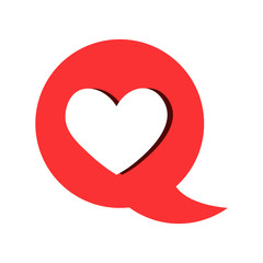 Red heart icon on white background. Vector illustration.