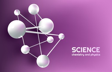 Molecule illustration on purple background