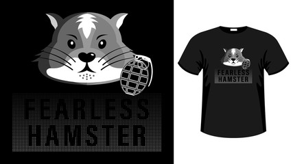 Head fearless hamster print shirt cartoon picture. 
