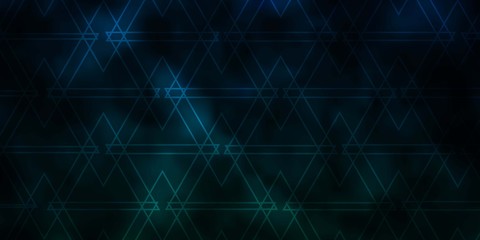 Dark Blue, Green vector background with triangles. Triangles on abstract background with colorful gradient. Best design for posters, banners.