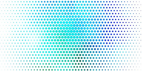 Light Blue, Green vector backdrop with dots. Abstract colorful disks on simple gradient background. Design for posters, banners.
