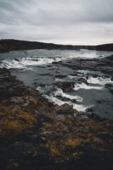 Breath-taking Waterfall in Iceland with Water Cascading down Multiple Layers