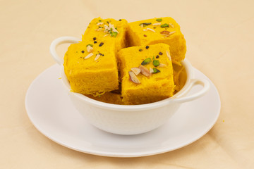 Indian Special Traditional Sweet Food Soan Papdi Also Know as Son Roll, Soam Papdi, Patisa, Shonpapdi is a popular Indian Dessert