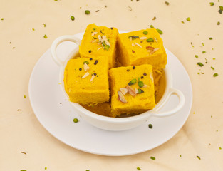 Indian Special Traditional Sweet Food Soan Papdi Also Know as Son Roll, Soam Papdi, Patisa, Shonpapdi is a popular Indian Dessert