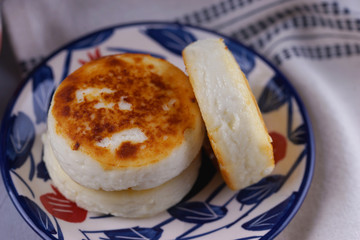 Breakfast with cheesecakes and tea
