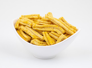 Indian Traditional Popular Gujarati Snack Ghatiya Also Know as Ganthiya, Papdi, Gathiya Are Deep Fried Snack Made From Chickpea Flour
