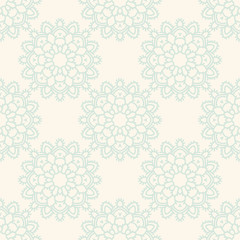 Fantasy seamless pattern with ornamental mandala. Abstract round doodle flower background. Floral geometric circle. Vector illustration.  