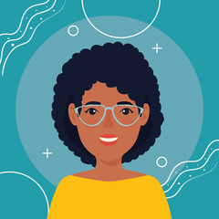 beautiful woman afro with glasses avatar character icon vector illustration design